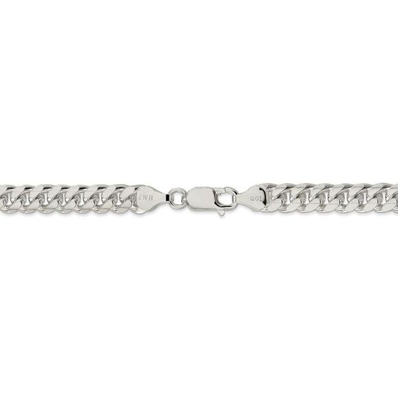Men's 7mm, Sterling Silver Solid D/C Domed Curb Chain Necklace, 20 In
